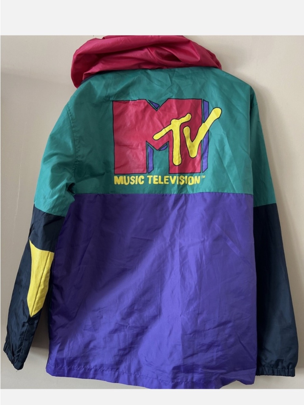 MTV Vintage Colorblock Windbreaker Rain Jacket - Picture 4 of 4